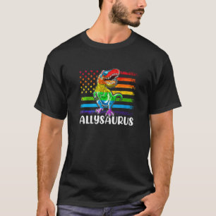 Dinosaur Rex Lgbt Gay Pride Flag Allysaurus Ally m T-Shirt