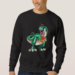 Dinosaur Rex Pilgerhut Pizza Erntedankfest Vegan Sweatshirt