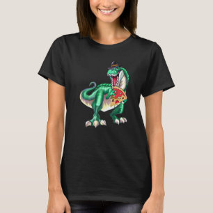 Dinosaur Rex Pilgerhut Pizza Erntedankfest Vegan T-Shirt