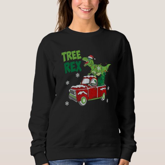 Dinosaur rex Riding Truck Christmas pajamas  Xmas Sweatshirt (Vorderseite)