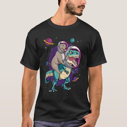 Dinosaur Rex Space Planets Sparkles T-Shirt (Vorderseite)