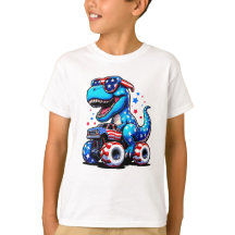 Dinosaur Riding American Flag Truck 4. Juli