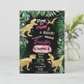 Dinosaur Roar Birthday Party Einladung (Stehend Vorderseite)