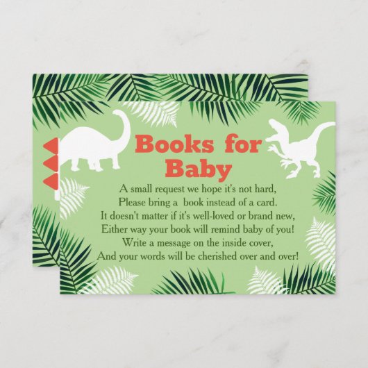 Dinosaur Roar Book Request Baby Dusche Begleitkarte (Vorne/Hinten)