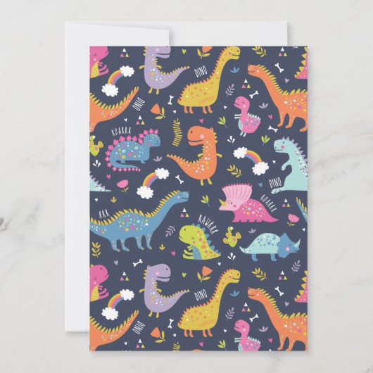 Dinosaur Roar Boys Birthday Orange Einladung (Rückseite)