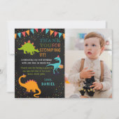 Dinosaur Roar Chalkboard Geburtstag Danke Karte (Vorderseite)