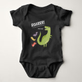 Dinosaur Roar Green Mit Monogramm Boy Baby Strampler (Vorderseite)