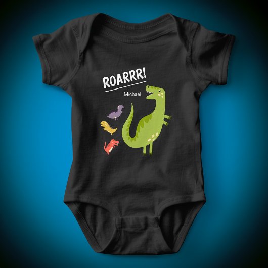 Dinosaur Roar Green Mit Monogramm Boy Baby Strampler