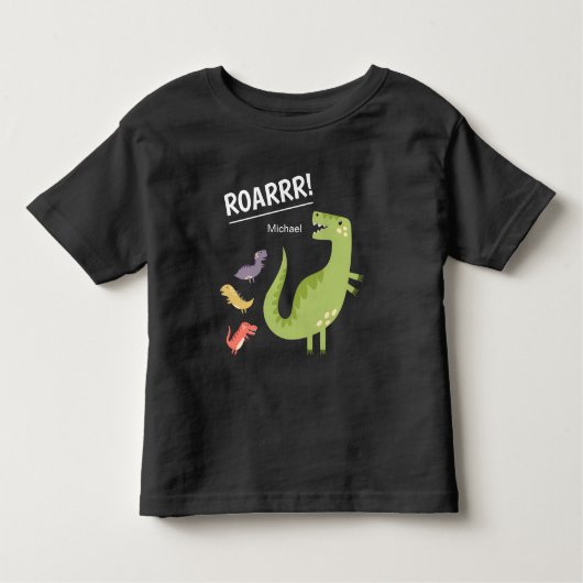 Dinosaur Roar Green Mit Monogramm Kid Boy Kleinkind T-shirt (Vorderseite)