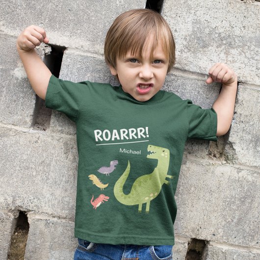 Dinosaur Roar Green Mit Monogramm Kid Boy T-Shirt