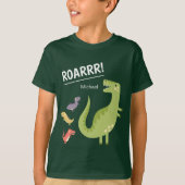 Dinosaur Roar Green Mit Monogramm Kid Boy T-Shirt (Vorderseite)