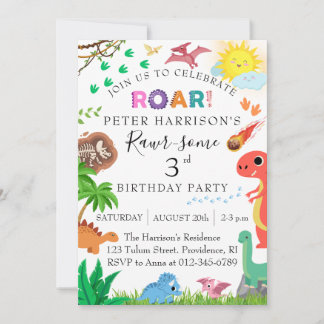 Dinosaur Roar Jurassic Boy Birthday Party Einladung