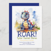 Dinosaur Roar Kindergeburtstag Einladung (Vorne/Hinten)