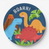 Dinosaur ROAR Niedlich Blue Paper Plate Red Fox Sc Pappteller (Vorderseite)