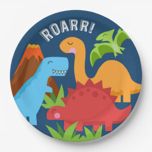 Dinosaur ROAR Niedlich Blue Paper Plate Red Fox Sc Pappteller