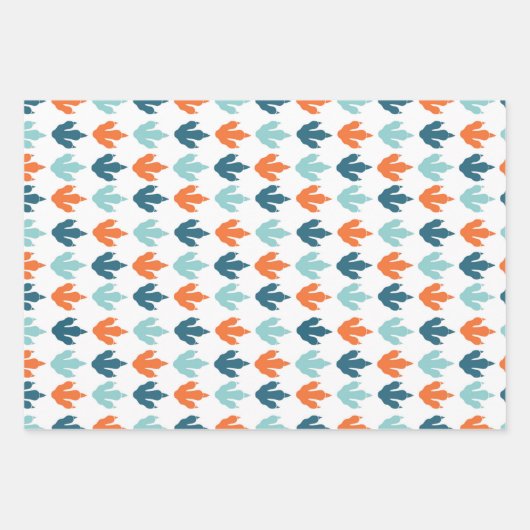 Dinosaur Roar T-Rex Triceratops Tracks Streifen Geschenkpapier Set (Vorderseite 3)