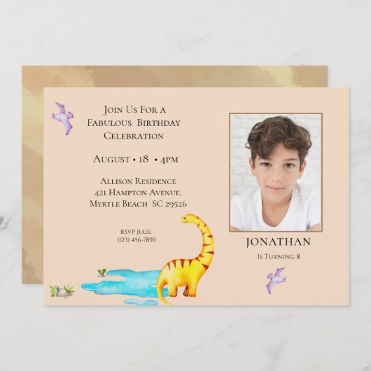 Dinosaur Roar Thema Jungle Geburtstag Einladung (Vorne/Hinten)