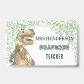 Dinosaur Roarsome School Teacher Name Ausweis (Vorderseite)