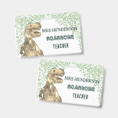 Dinosaur Roarsome School Teacher Name Ausweis (Vorder- & Rückseite)