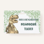 Dinosaur Roarsome School Teacher Name Ausweis (Vorderseite)