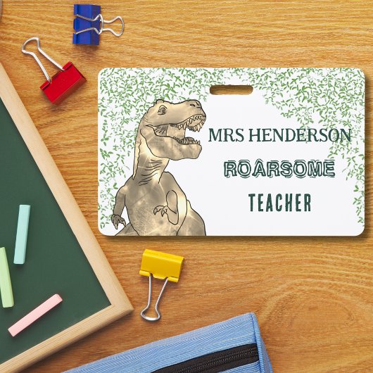 Dinosaur Roarsome School Teacher Name Ausweis