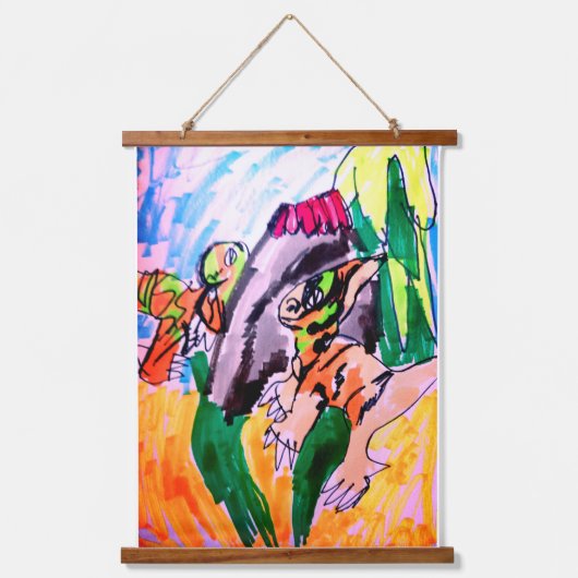 Dinosaur rocks  wandteppich mit holzrahmen (Vorderseite)