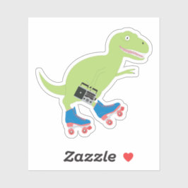 Dinosaur Roller Skaten Holding Radio Aufkleber