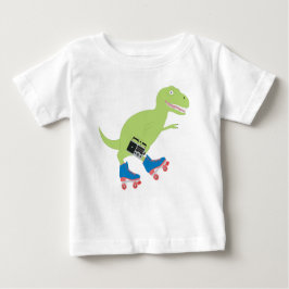 Dinosaur Roller Skaten Holding Radio Baby T-shirt