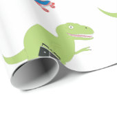 Dinosaur Roller Skaten Holding Radio Geschenkpapier (Rolleneckpunkt)
