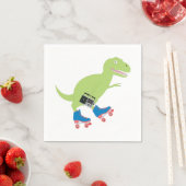 Dinosaur Roller Skaten Holding Radio Serviette (Beispiel)