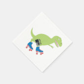 Dinosaur Roller Skaten Holding Radio Serviette (Ecke)