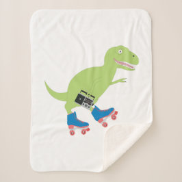 Dinosaur Roller Skaten Holding Radio Sherpadecke