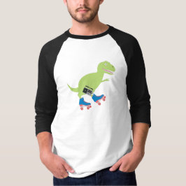 Dinosaur Roller Skaten Holding Radio T-Shirt