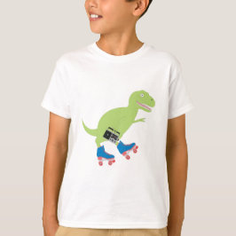 Dinosaur Roller Skaten Holding Radio T-Shirt