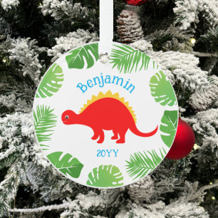 Dinosaur Roter Stegosaurus Erinnerungsstück Weihna Ornament