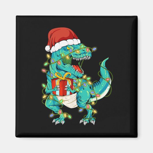 Dinosaur Santa für Boys Girls Weihnachtsbaum Ligh Magnet (Vorne)