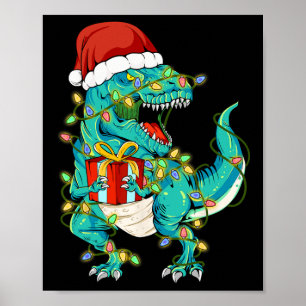 Dinosaur Santa für Boys Girls Weihnachtsbaum Ligh Poster