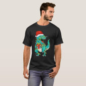Dinosaur Santa für Jungen Mädchen Weihnachtsbaum L T-Shirt (Vorne ganz)