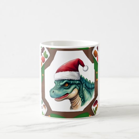 Dinosaur Santa Hat Art Kaffeetasse (Mittel)