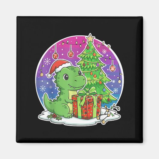 Dinosaur Santa Hat Xmas Dinosaur Lover Adults Boy Magnet (Vorne)