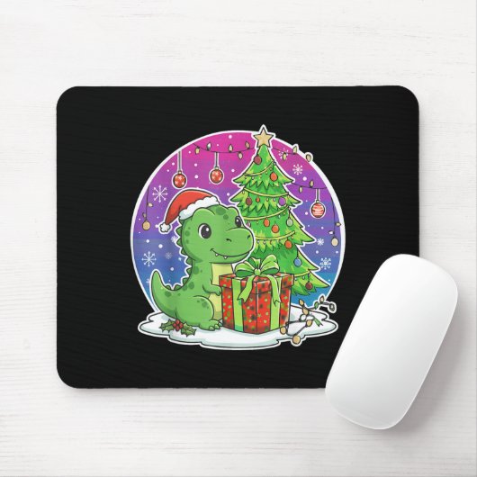 Dinosaur Santa Hat Xmas Dinosaur Lover Adults Boy Mousepad (Mit Mouse)