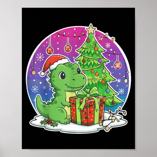 Dinosaur Santa Hat Xmas Dinosaur Lover Adults Boy Poster (Vorne)