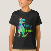Dinosaur Santa T-Rex Frohe und helle Zitat T-Shirt (Vorderseite)