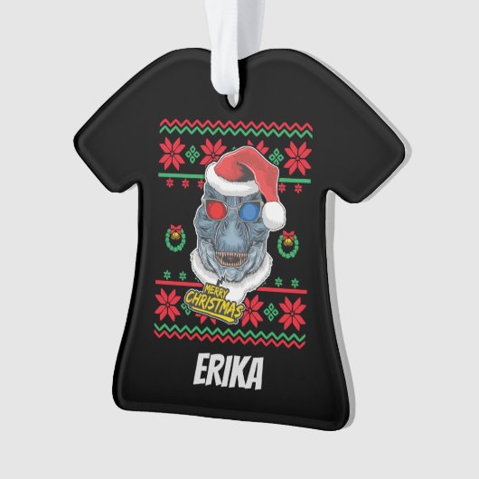 Dinosaur Santa T-Rex Ugly Christmas Ornament (Vorderseite)