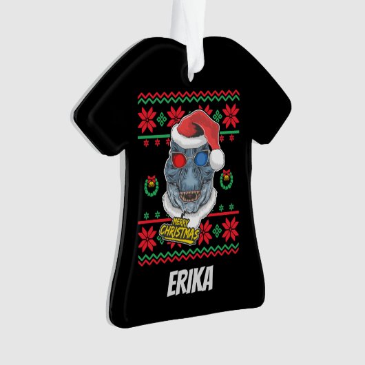 Dinosaur Santa T-Rex Ugly Christmas Ornament (Vorderseite)
