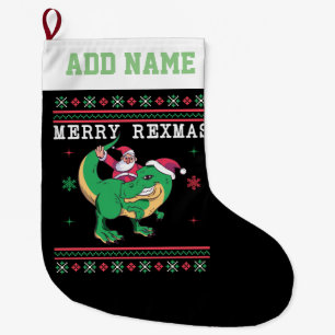 Dinosaur Santa T-Rex Ugly Christmas Sweater Großer Weihnachtsstrumpf