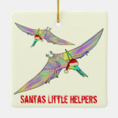 Dinosaur Santas kleine Helfer Sprichwort Keramikornament (Rückseite)