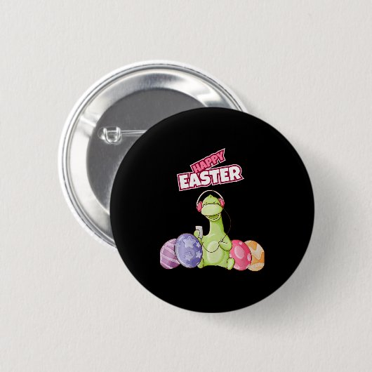 Dinosaur Say Happy Easter Premium Tri-blend Button (Vorne & Hinten)