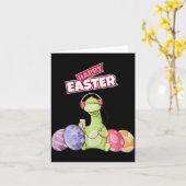 Dinosaur Say Happy Easter Premium Tri-blend Karte (Gelbe Blume)