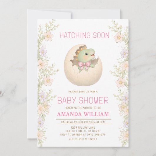 Dinosaur schlüpft bald Baby Shower Einladung (Vorderseite)